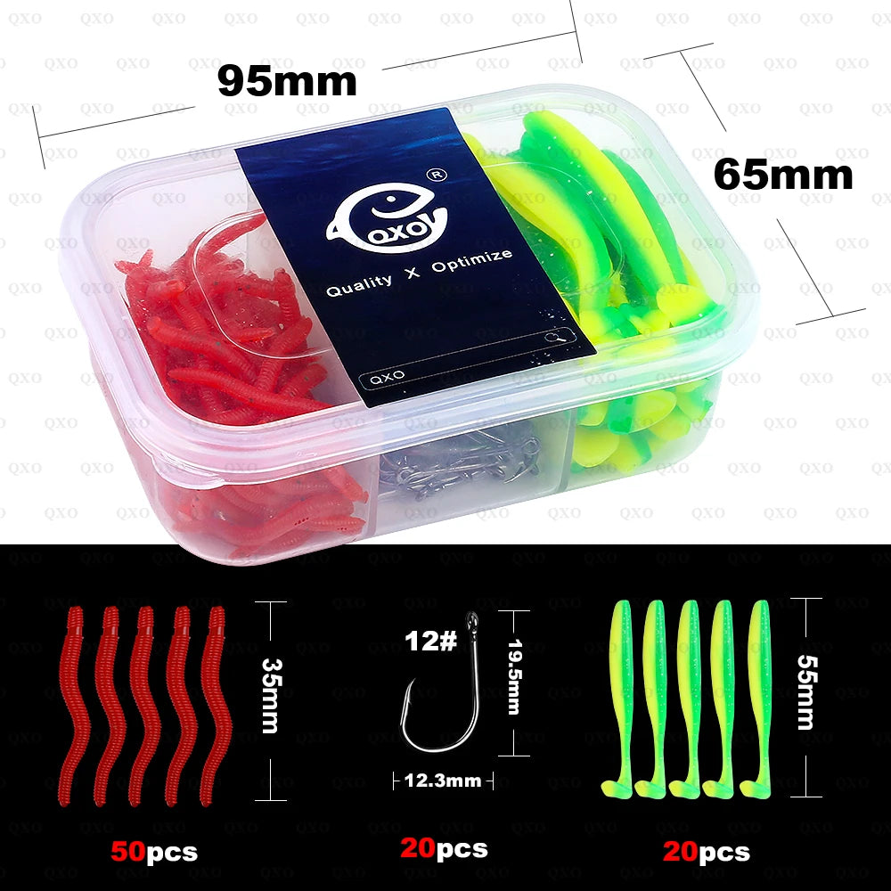 QXO Fishing Goods Soft Lure Silicone Red Worms