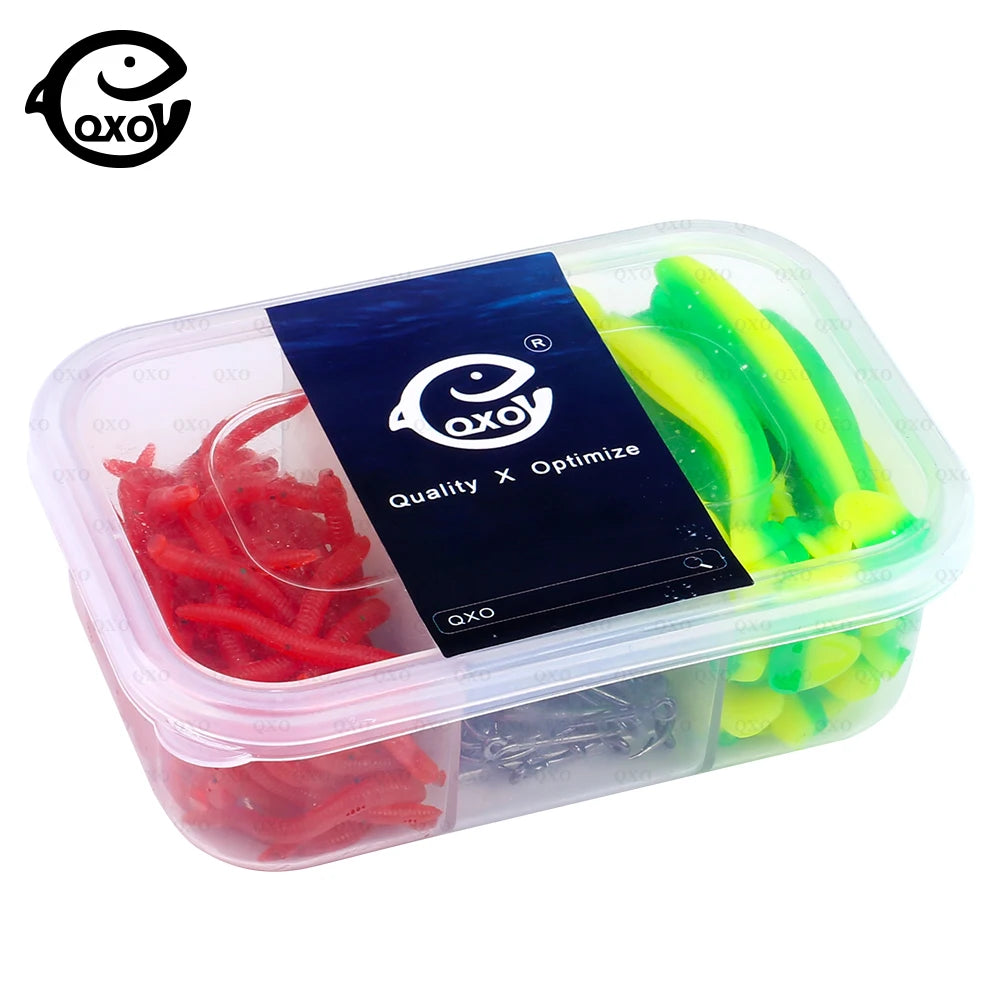 QXO Fishing Goods Soft Lure Silicone Red Worms