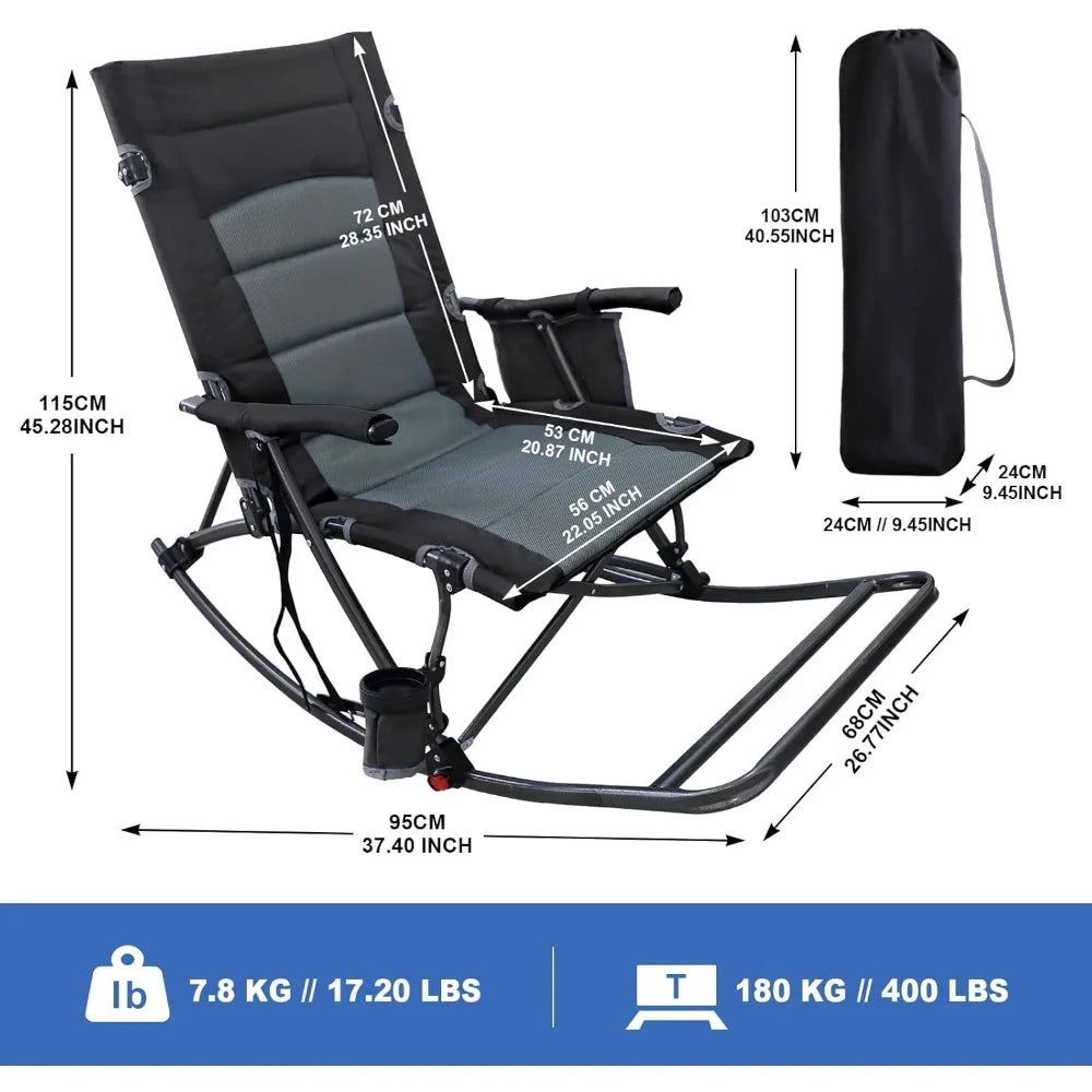 Folding Rocking Camping Chair with Foot Rest