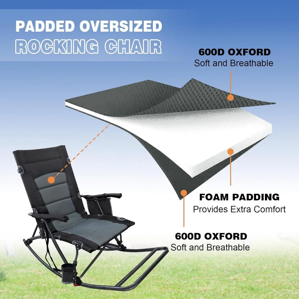 Folding Rocking Camping Chair with Foot Rest