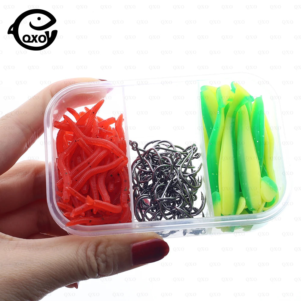 QXO Fishing Goods Soft Lure Silicone Red Worms