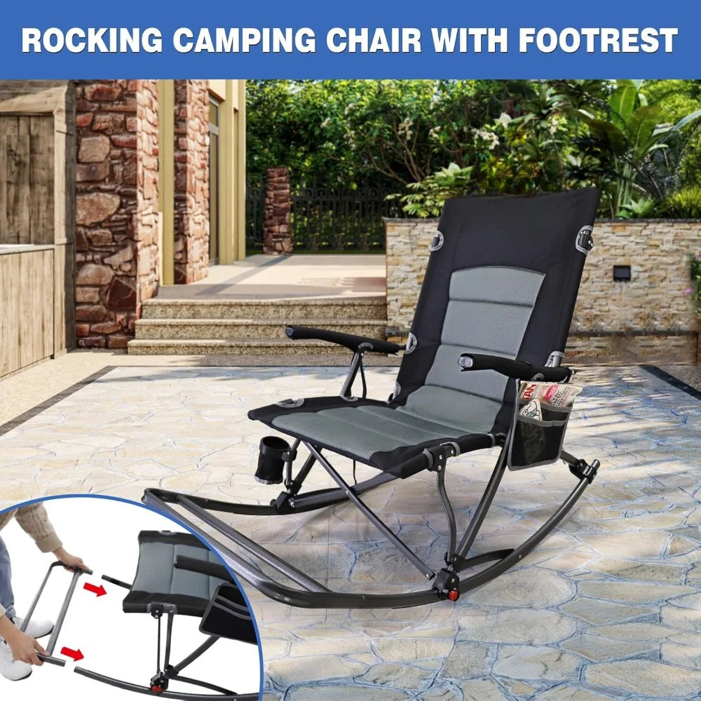 Folding Rocking Camping Chair with Foot Rest