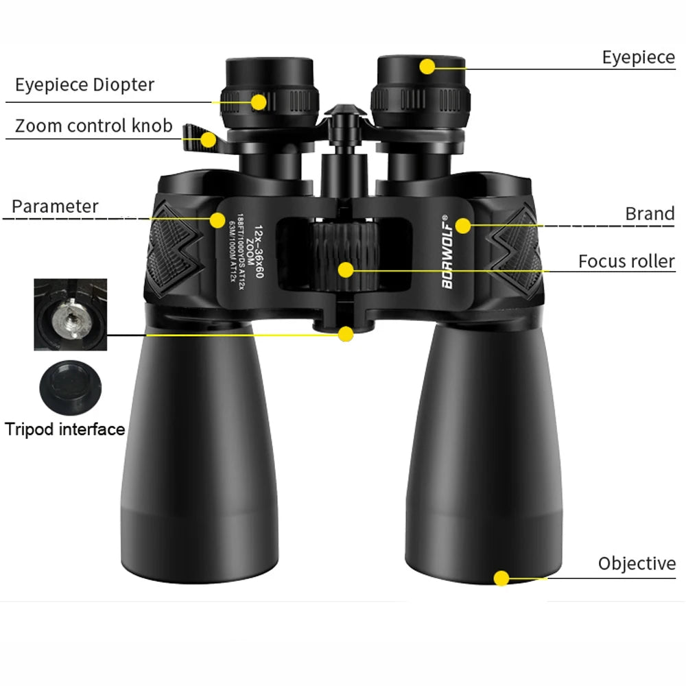 Borwolf 12-36X60 Binoculars