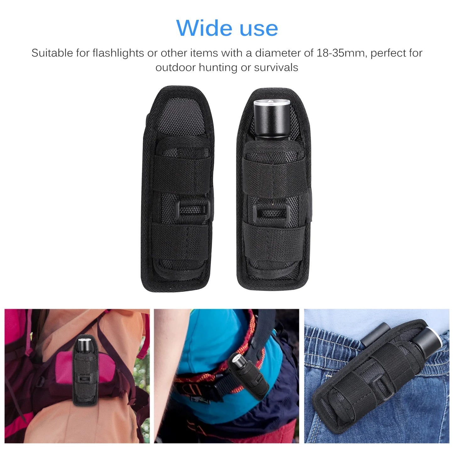 Tactical Flashlight Pouch 360 Degree Holster